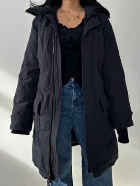 TNA Bancroft down filled parka jacket black women's size M